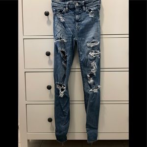 American Eagle high rise ripped jeans